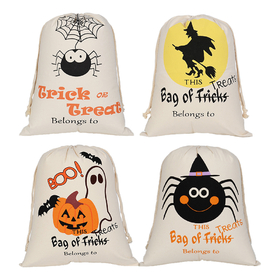 Aspire 10 PCS Halloween Drawstring Bags Cotton Canvas Gift Sack Treat Goodie Bag Party Favors