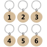 Aspire Wooden Numbered Key Chain, Number ID Tags Keyring
