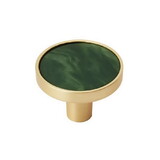 Amerock 2PK36971EMG Accents 1-1/4 inch (32mm) Diameter Gold/Emerald Green Cabinet Knob - 2 per pack