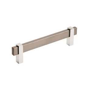 Amerock BP36724BBN26 Mulino 5-1/16 inch (128mm) Center-to-Center Black Brushed Nickel/Polished Chrome Cabinet Pull