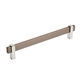 Amerock BP36725BBN26 Mulino 7-9/16 inch (192mm) Center-to-Center Black Brushed Nickel/Polished Chrome Cabinet Pull