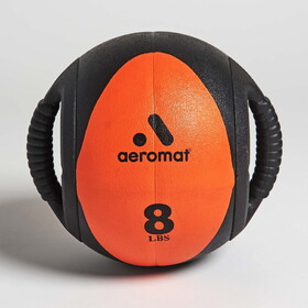 Aeromat 35132 Dual Grip Power Med Ball 9" diameter 8 LB - Black/Orange