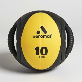 Aeromat 35133 Dual Grip Power Med Ball 9" diameter 10 LB - Black/Yellow