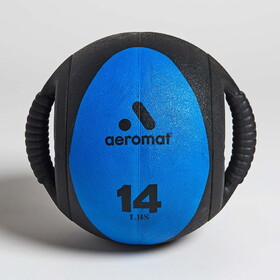 Aeromat 35135 Dual Grip Power Med Ball 9" diameter 14 LB - Black/Blue