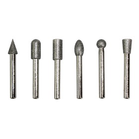 Big Horn 19392 6 PC Diamond Burr Set - 1/4 Inch Shank, 80 Grit - Medium