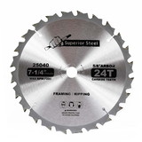 Superior Steel 25040 7-1/4-Inch 24-Tooth Carbide Tipped, 5/8-Inch Arbor Framing Saw Blade with Diamond Knockout for Skil Saw - Replaces 75724W Irwin 14030 / 24030 / Freud D0724A / Dewalt DW3578B3