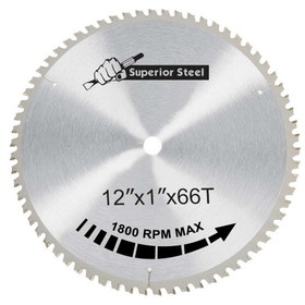Superior Steel 30066 12 Inch x 66 Teeth x 1 Inch Arbor Metal Cutting Carbide Tipped Saw Blade
