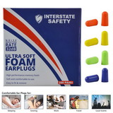 Interstate Safety 40205 Ultra Soft Foam Earplugs, 200 Pairs/BOX 32dB NRR - 4 Assorted Colors - Orange/Yellow/Green/Blue