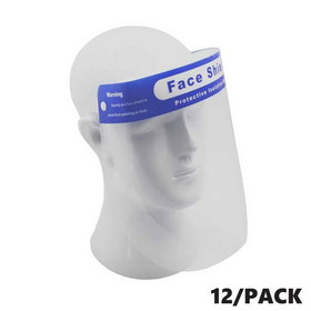 Interstate Safety 40253-12PK Safety Face Shield, Lightweight Transparent Shield with Strecthy Elastic Band (12/Pack)