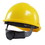 Interstate Safety 40401 Snap Lock 6 Point Ratchet Suspension Front Brim Hard Hat / Safety Helmet with Cap-Mount Ear Muff Slots - 6-1/2 Inch to 8 Inch Headband Size - Yellow Color