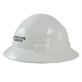 Interstate Safety 40402 Snap Lock 4 Point Ratchet Suspension Full Brim Hard Hat / Safety Helmet - 6-1/2 Inch to 8 Inch Heads - White Color