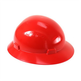 Interstate Safety 40410 Snap Lock 4 Point Ratchet Suspension Full Brim Hard Hat - Red Color Safety Helmet