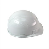 Interstate Safety 40411 Snap Lock 6 Point Ratchet Suspension Front Brim Hard Hat With Cap-Mount Ear Muffs Slot - White Color Safety Helmet