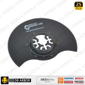 Versa Tool DB25J 80mmSemi- Circular saw Blade, 9mm Offset Mount For a Perfect FLUSH CUT Compatible with Fein Multimaster, Dremel, Bosch, Craftsman, Ridgid Oscillating Tools/ 25pk