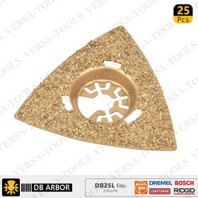 Versa Tool DB25L 80mm Triangular Carbide RASP, 8mm Offset Mount For a Perfect Flush Sanding / GrindingCompatible with Fein Multimaster, Dremel, Bosch, Craftsman, Ridgid Oscillating Tools/ 25pk