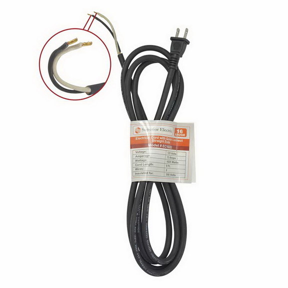 Replacement Power Tool Cord Superior Electric EC162-BB 16 Gauge 2 Wire 9 ft 