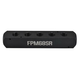 Interstate Pneumatics FPM68SR 1/2 Inch FPT x 3/8 Inch FPT Aluminum Rectangle Large Manifold - 2 Inlet - 5 Outlets
