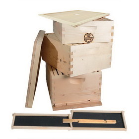Good Land Bee Supply GL-2B1SK-ER Beekeeping Double Deep Box Beehive Kit includes Frames, Foundations, Entrance Reducer, Brood Box, Super Box, Spacer, Inner Cover, Top and Bottom (GL3STACK)