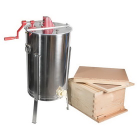 Good Land Bee Supply GL-E2-1BK  Beekeeping Single Deep Beehive Kit includes 2 Frame Manual Honey Extractor, Frames, Foundations, Brood Box, Spacer, Inner Cover, Top and Bottom
