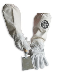 Good Land Bee Supply GL-GLV-SHVL-XXLG Sheep Skin Beekeeping Protective Gloves with Canvas Sleeves - XXL & Honey Extracting Trowel Scraper / Shovel