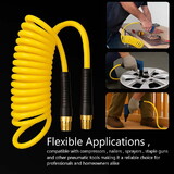 Interstate Pneumatics HR14-050 Yellow Polyurethane Recoil Air Hose 1/4 Inch x 50 feet Solid Fittings