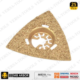 Versa Tool MB25L 80mm Triangular Carbide RASP, 8mm Offset Mount For a Perfect Flush Sanding / GrindingCompatible with Fein Multimaster, Dremel, Bosch, Craftsman, Ridgid Oscillating Tools/ 25pk