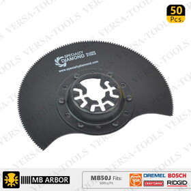 Versa Tool MB50J 80mmSemi- Circular saw Blade, 9mm Offset Mount For a Perfect FLUSH CUT Compatible with Fein Multimaster, Dremel, Bosch, Craftsman, Ridgid Oscillating Tools/ 50pk