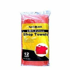 Superior Pads & Abrasives PT725 12 Inch x 14 Inch Red Shop Towel - 100% Cotton - 12/Pack