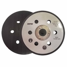 Superior Pads & Abrasives RSP38 6 Inch Dia 6 Dust Holes with 5/16 Inch-24 Threaded Shaft Hook & Loop Replaces Porter Cable 18002
