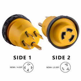 Superior Electric RVA1512L 50 Amp Male NEMA 14-50P to 30 Amp Female NEMA L5-30R Locking Adapter