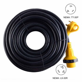 Superior Electric RVA1525 50 ft. 30 Amp RV 10AWG Cord With Connector NEMA L5-30R, Plug NEMA TT-30P & Handle