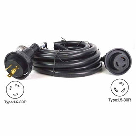 Superior Electric RVA1558 Shore Power Extension Cord NEMA L5-30P 30 Amp STOW NEMA L5-30R 10AWG/3, 25ft