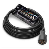 Superior Electric RVA1564 7-Way Trailer RV Truck Cord & Plug with 7-Pole Wiring Junction Box - 4ft Cable