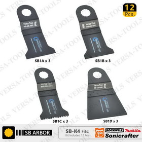 Versa Tool SB-K4 12 PC Oscillating Saw Blade Set for Sonicrafter (SB1A, 1B, 1C, 1D) 3 each