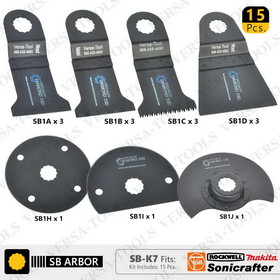 Versa Tool SB-K7 15 PC Oscillating Saw Blade Set for Sonicrafter (SB3A, 3B, 3C, 3D, 1H, 1I, 1J)