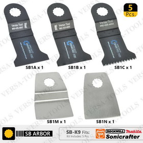 Versa Tool SB-K9 5 PC Oscillating Saw Blade Set for Sonicrafter (SB1A, 1B, 1C, 1M, 1N) 1 each