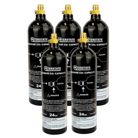 Interstate Pneumatics WRCO2-CL24-5 CO2 Pin Valve Cylinder Tank Paintball 24 Oz. 5 Pack (Hydro 2021)