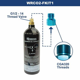 Interstate Pneumatics WRCO2-FKIT1 20 oz CO2 Paintball Tank (G1/2-14) with CGA320 Thread Outlet Fitting