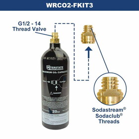 Interstate Pneumatics WRCO2-FKIT3 20 oz CO2 Paintball Tank (G1/2-14) with Sodastream Thread Outlet Fitting
