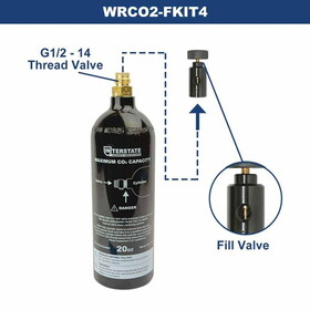Interstate Pneumatics WRCO2-FKIT4 20 oz CO2 Paintball Tank (G1/2-14) with Fill Valve