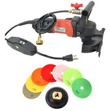 Hardin WV5GRIN 4 Inch Variable Speed Wet Polisher and Grinder and 8 pc 5 Inch Diamond Polishing Pad Set