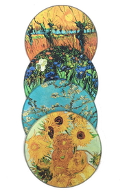 Parastone CS01GOG Van Gogh Paintings Glass Coasters Set of 4 with Storage Stand