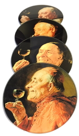 Parastone CS06GRU Priests Drinking Grutner Paintings Glass Coasters Set of 4 with Storage Stand