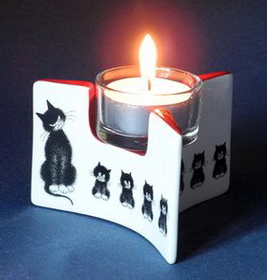 Parastone DUB114 Dubout Cats in a Row l'Alignment Ceramic Tealight