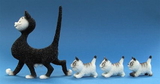 Parastone DUB23 Mommy Cat Walking Three Kittens Statue by Dubout