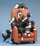 Parastone DUB68 Kittens on a Highback Chair Save Me a Seat by Dubout Figurine