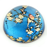 Parastone PHOK2 Bullfinch and Blossoms Glass Paperweight by Hokusai