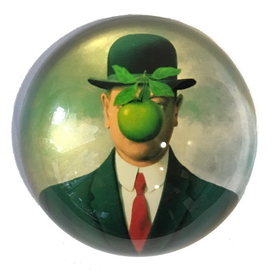 Parastone PMAG1 Bowler Hat Man Green Apple Art Glass Paperweight by Magritte