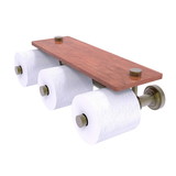 Allied Brass DT-35-3S-IRW Dottingham Collection Horizontal Reserve 3 Roll Toilet Paper Holder with Wood Shelf