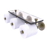 Allied Brass PR-35-3S Prestige Regal Collection Horizontal Reserve 3 Roll Toilet Paper Holder with Glass Shelf
